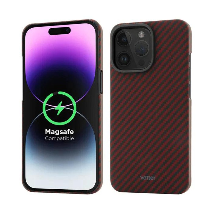 Husa pentru iPhone 14 Pro Clip-On, made from Aramid Fiber, Kevlar, Compatibila MagSafe