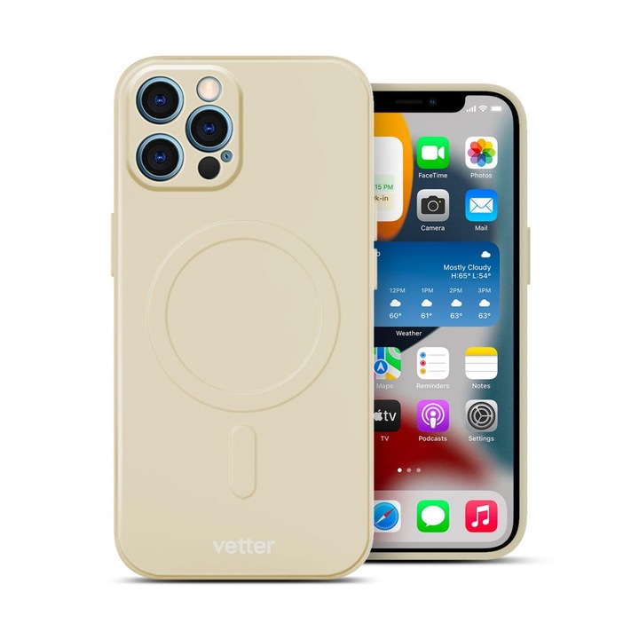 iPhone 12 Pro Soft Pro Ultra tok, MagSafe kompatibilis, fehér/bézs