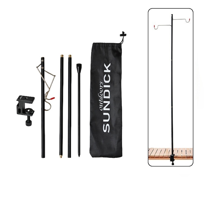 Stalp de lumina multifunctional, 1.3m, aliaj de aluminiu, carlig dublu, set cu cuie de fixare 30cm