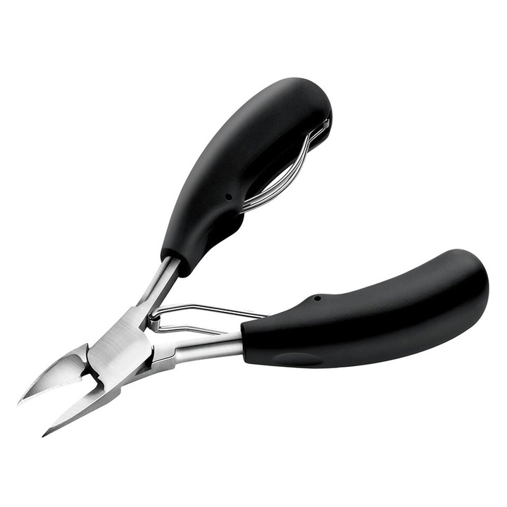 Cleste Profesional pentru Taierea Unghiilor si Cuticulelor, din Otel Inoxidabil, Lame Ascutite, Design Ergonomic, Negru/Argintiu