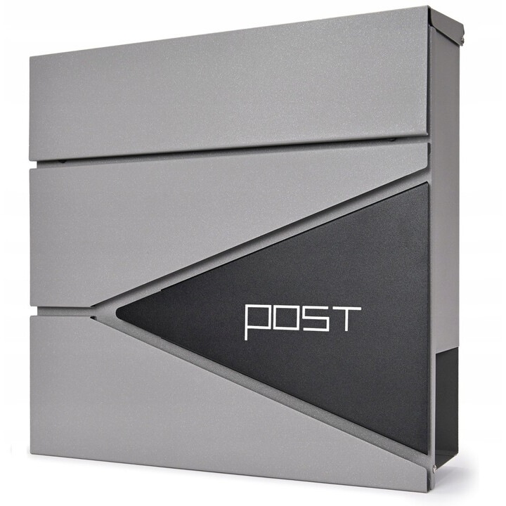 Nagy alumínium levélszekrény ezüst RAL9006 és fekete