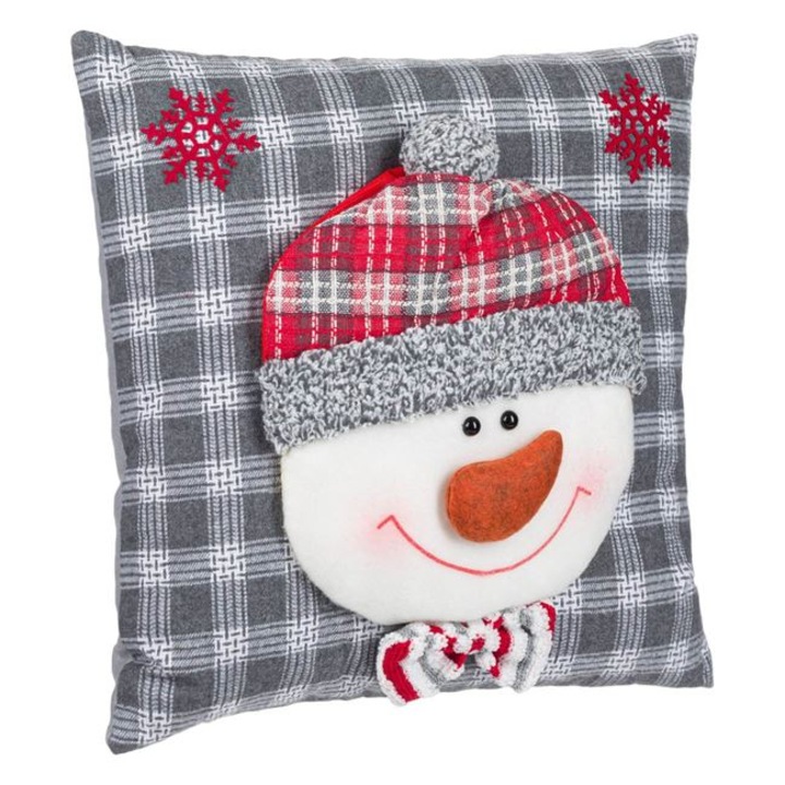 Karácsonyi díszpárna kockás hóembersapkával 35x35cm Nyland®