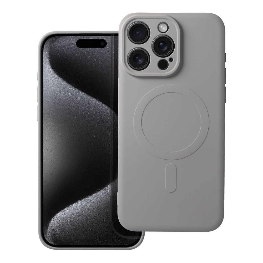 Husa din silicon Mag Cover compatibila cu MagSafe pentru iPHONE 15 Pro Max, gri