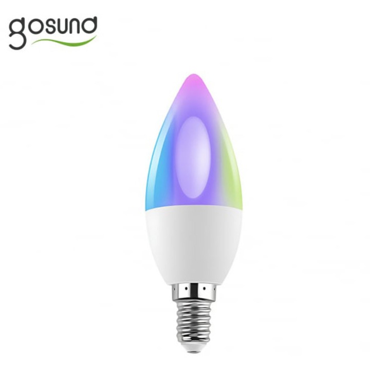 Смарт LED RGB+CW крушка Gosund WB6, Wi-Fi, E14, 5W, 310 lm, Бяла и цветна светлина (2700-6500K), Енергиен клас F