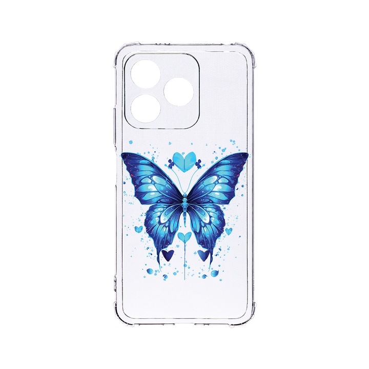 Husa pentru Xiaomi Redmi 13, BestCase® Anti Shock 1.5MM, Blue Butterfly, Air Cushion Technology, Protectie camera, ecran si colturi, AS 1586