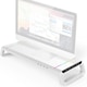 Suport Monitor, JFYU, Stand Multifunctional Pentru Monitor/Laptop, Sertar si Suport Telefon cu 4 Porturi USB 2.0 Lungime Reglabila 7 Lumini Gaming RGB Constructie Robusta Potrivit Gamming, Acasa si Birou, Alb