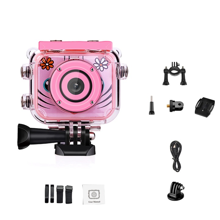 Детска камера и видео камера, HD 1080P, 2 инча IPS екран, водоустойчива, 4-12 години, Син