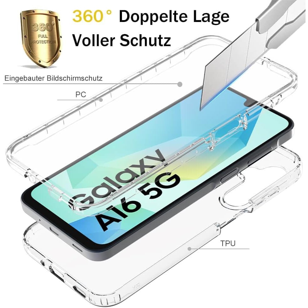 Husa 360 compatibila cu Samsung Galaxy A16 - V2 Transparent fata si spate