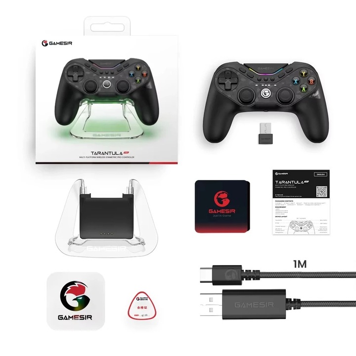 GameSir T3 Pro Controller többplatformos támogatással, testreszabható fényeffektusokkal, teljes készlettel