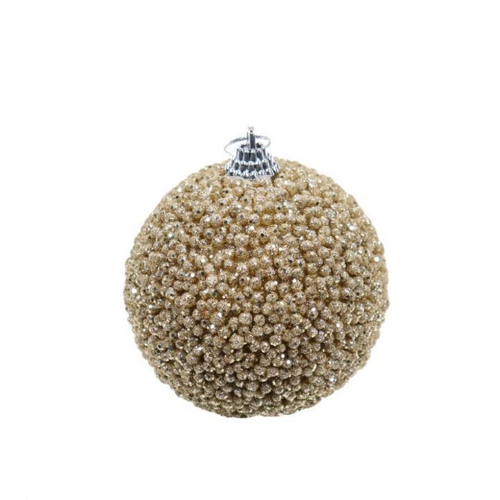 Antbro® karácsonyfadísz, aranyszínű csillámmal borított habgömb, 8cm