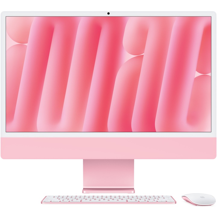 Sistem Desktop PC iMac 24" (2024) cu procesor Apple M4, 10 nuclee CPU and 10 nuclee GPU, 24", Retina 4.5K, 16GB, 256GB SSD, Pink