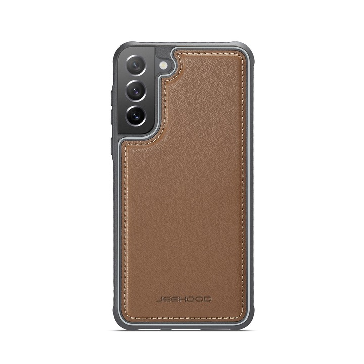 Samsung Galaxy S21 FE készülékkel kompatibilis tok CaseMe, puha textúrájú bőr, puha tapadással, hátlapi borítás, Barna