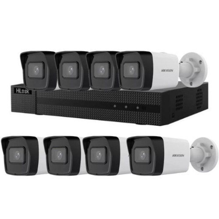 Kit de supraveghere video ENVIO complet IP POE cu 4 camere FULL COLOR 8MP PESS-KIT4CHMBFM60H800DLM-HDD