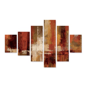 Set Tablouri Multicanvas 6 Piese, Castaniete Abstract, 135 x 80 cm Set Tablouri Multicanvas 6 Piese, Castaniete Abstract, 135 x 80 cm