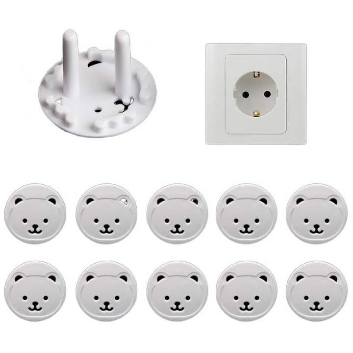 Set 10 Protectii Priza, Litago, Alb