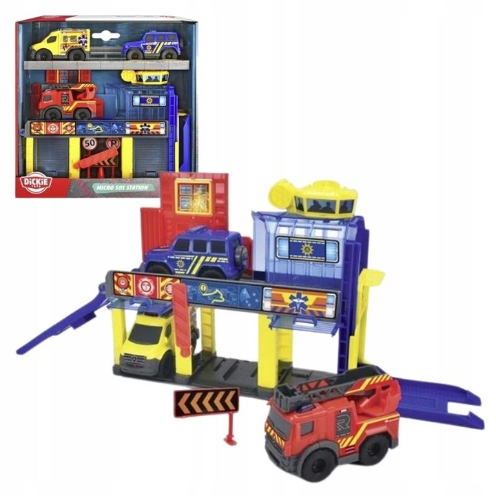 Statie De Salvare, Dickie Toys, Mercedes-Benz Sos Mini, Lift Manual, Turn Rotativ, Rampa De Iesire