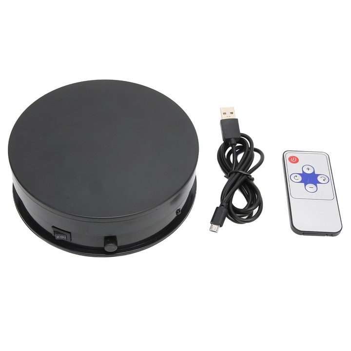 Suport rotativ de afisare Enforose, 15cm, 360°, alimentare USB, viteza reglabila, 3kg sarcina