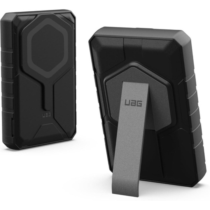 Acumulator extern UAG Rugged 10.000mAh, 20W, Magnetic Wireless, cu stand, Black / Grey