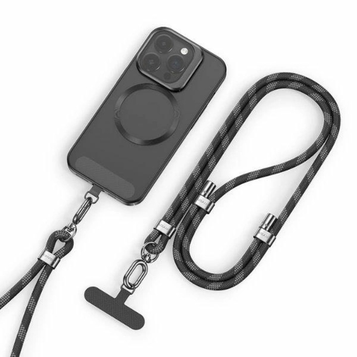 Snur pentru telefon, USAMS, Poliester, Rezistent la coroziune, 1.6m, Gri inchis/Negru