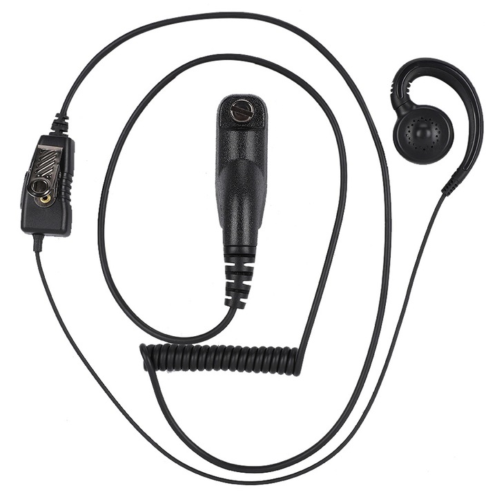 C-образна слушалка, Mmgoqqt, за радиостанции Motorola MTP850 XPR 6550 Walkie Talkie, 2 проводника, черни