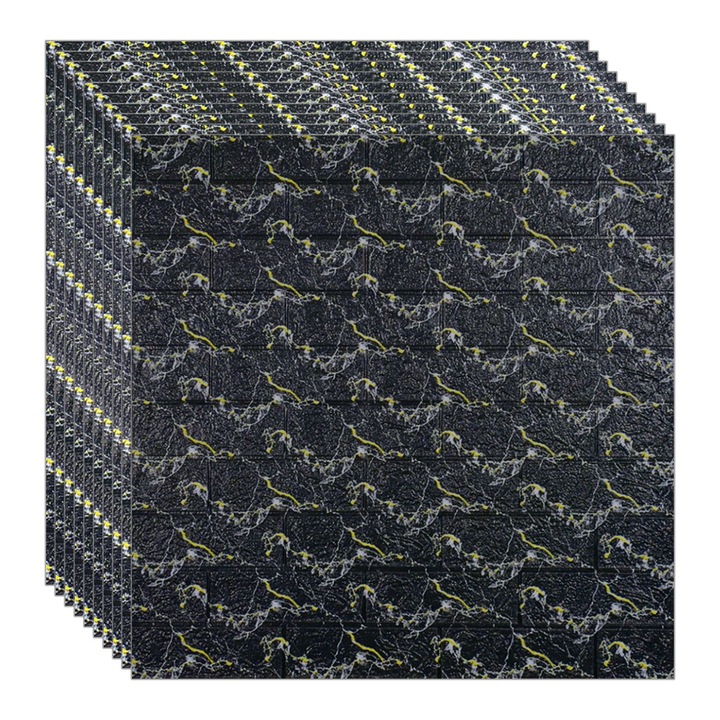 Комплект от 10 х 3D NEXTLY самозалепващи тапети, за стена или таван, водоустойчиви, регулируеми, здраво залепващи, лесни за монтаж, покривна площ 5,3 кв.м, 70х77 см, черно-жълти, код 72