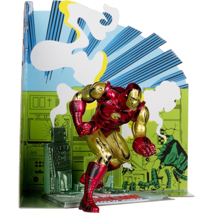 Figurina McFarlane Toys, Marvel, PVC, 1/10, Iron Man, The Invincible Iron Man 126, 11 cm