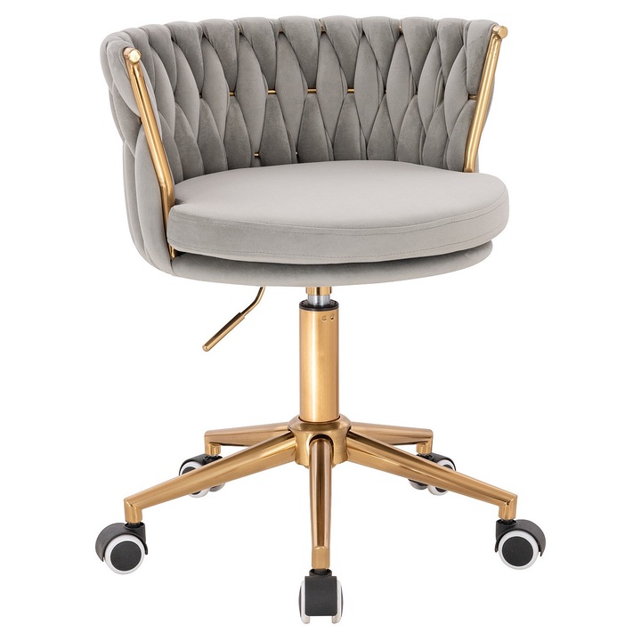 Scaun de birou, Votana, HR450K, Catifea, Baza Aurie, Gray