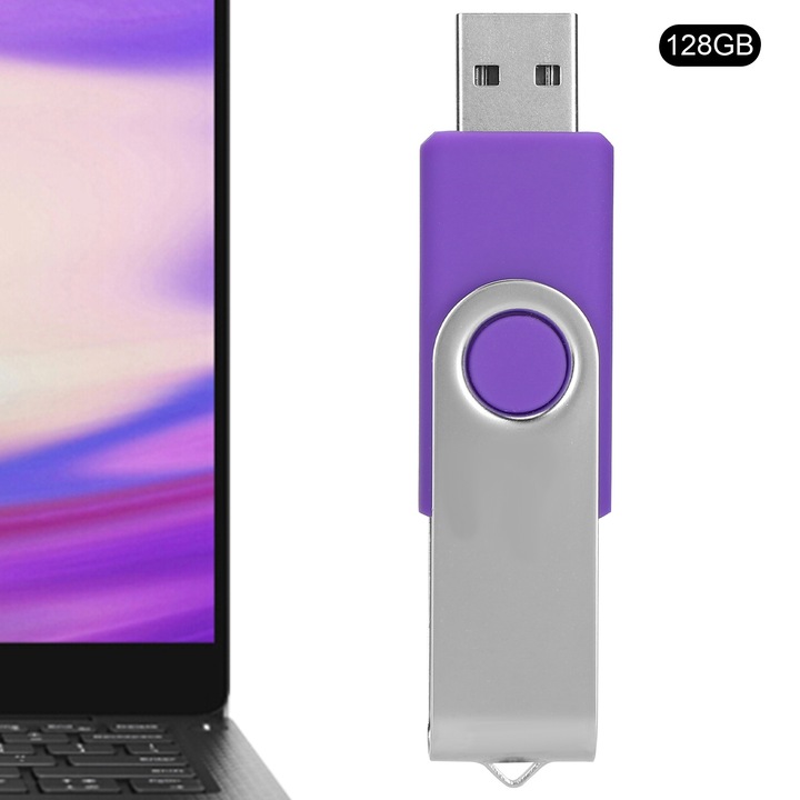 USB памет 128GB, longziming, метал + ABS, USB 2.0, лилава
