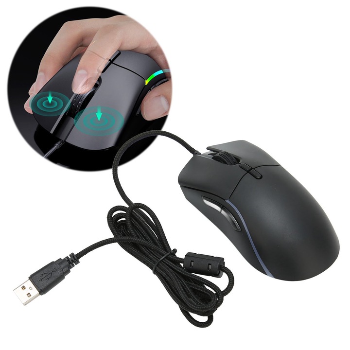 Longziming gamer egér, 12800 DPI, RGB világítás, fehér