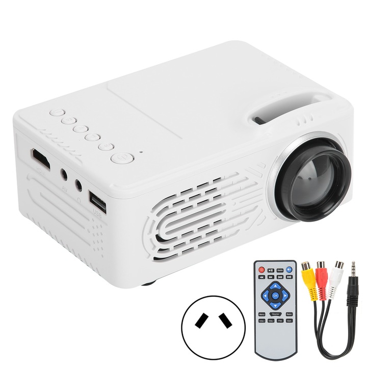 Mini videoprojektor, longziming, 1080P, fehér, 25-80 hüvelyk