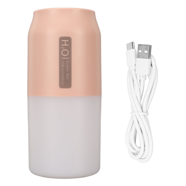 Mini párásító 280ml, hosszú üzemidő, 2 permetezési mód, 10dB zajszint, hordozható, éjszakai fénnyel