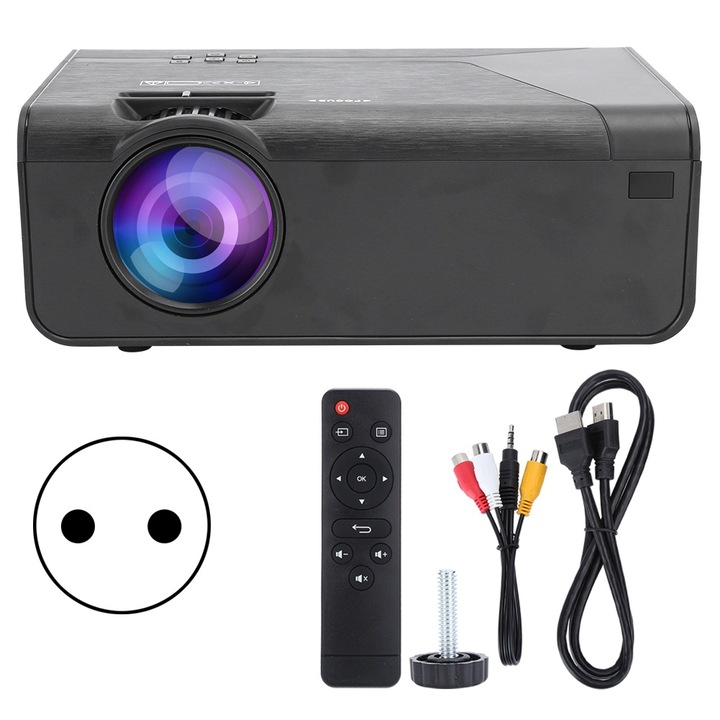 Jormftte videoprojektor, 1080P, 170° széles látószög, 3000:1 kontraszt, 1280x768px, HDMI/USB/SD, 110-240V