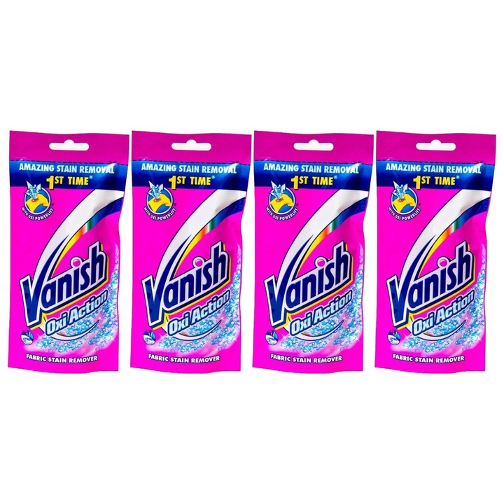 Set 4 x Vanish Pete Lichid 100ml Pink, fresh aroma, parfum floral, distruge calcarul, rapid si eficient, testat dermatologic, prospetime de lunga durata, eficacitate maxima, continut generos, elimina mirosuri neplacute