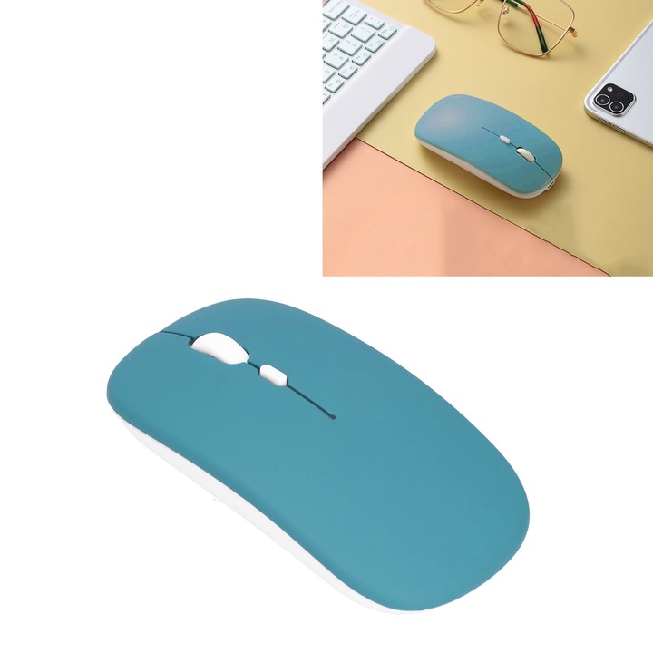 Безжична мишка Longziming, геймърска, бяла, резолюция 800-1200-1600 DPI, BT 5.0 + 2.4G технология