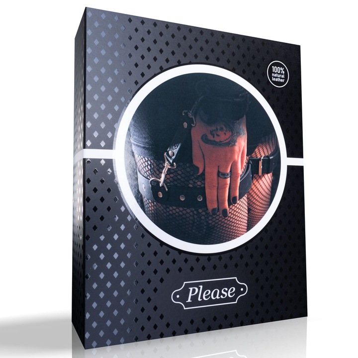 Комплект окови за бедра и китки PLEASE, 2 броя, Регулируеми размери, Черен