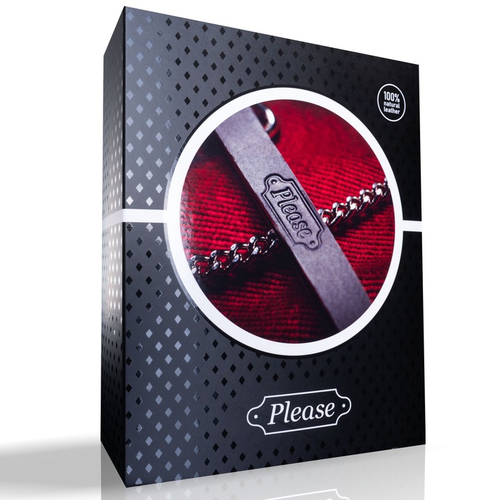 Smycz BDSM Please, piele naturala, 100cm, confortabila, elastica