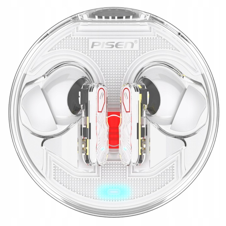 Pisen BHD-TW11 vezeték nélküli fülhallgató, Bluetooth 5.3, ANC, 25 óra autonómia, 3,9 g, Átlátszó