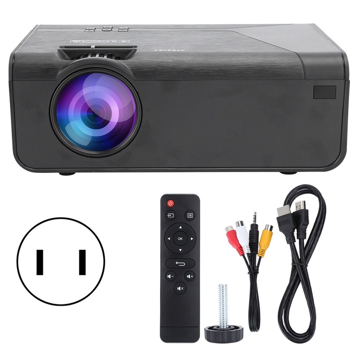 Longziming videoprojektor, 1080P, 3000:1 kontraszt, fekete, 4 hüvelykes LCD TFT, WiFi támogatás, 110-240V