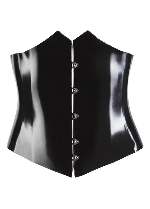 Sexy Late X fűző, fekete, 100% latex, gyors zárással és hátsó csipkével, 2XL INTL