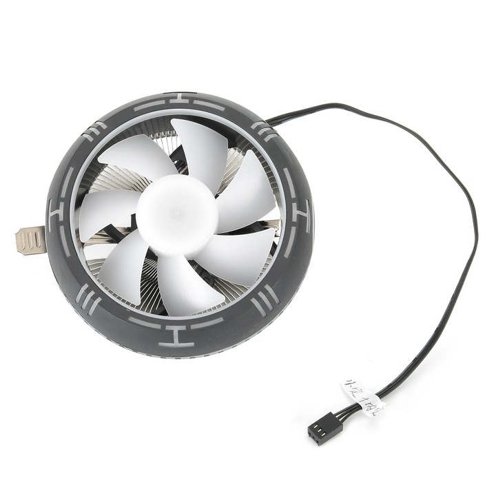 Asztali CPU hűtő, longziming, ABS + alumínium, 2000 RPM, 48 CFM, RGB, kompatibilis az Intel LGA 775/1150/1151/1155/1156/1366/2011 és AMD AM2/AM3/AM4 foglalatokkal