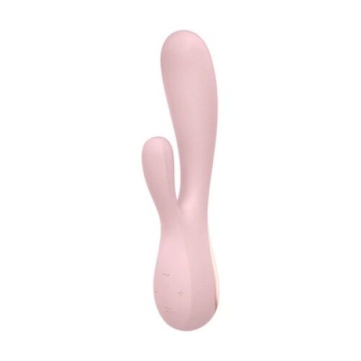 Двоен вибратор Satisfyer, Mono Flex, Стимулация на G точка и клитор, Силикон, Розов, Управление с приложение
