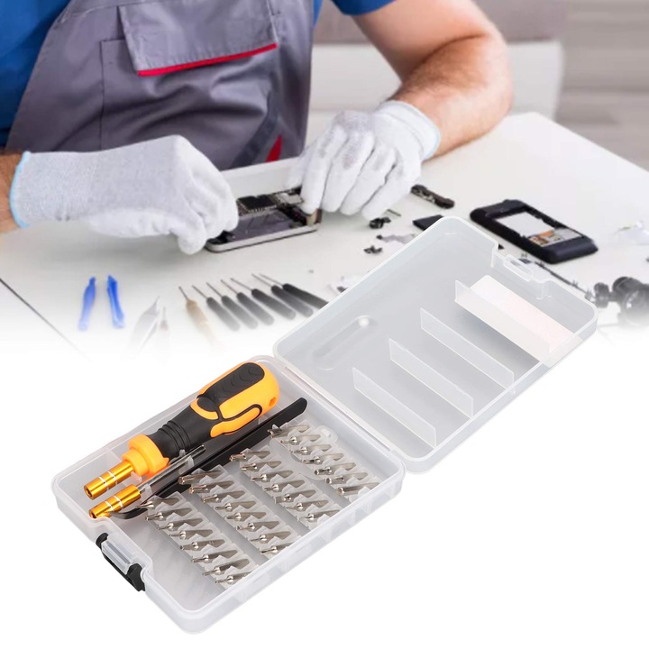 Jormftte csavarhúzó készlet, 33 az 1-ben, króm-volfram acél, ergonomikus kialakítás, 15,5 cm, 10,8 cm, 11,9 cm