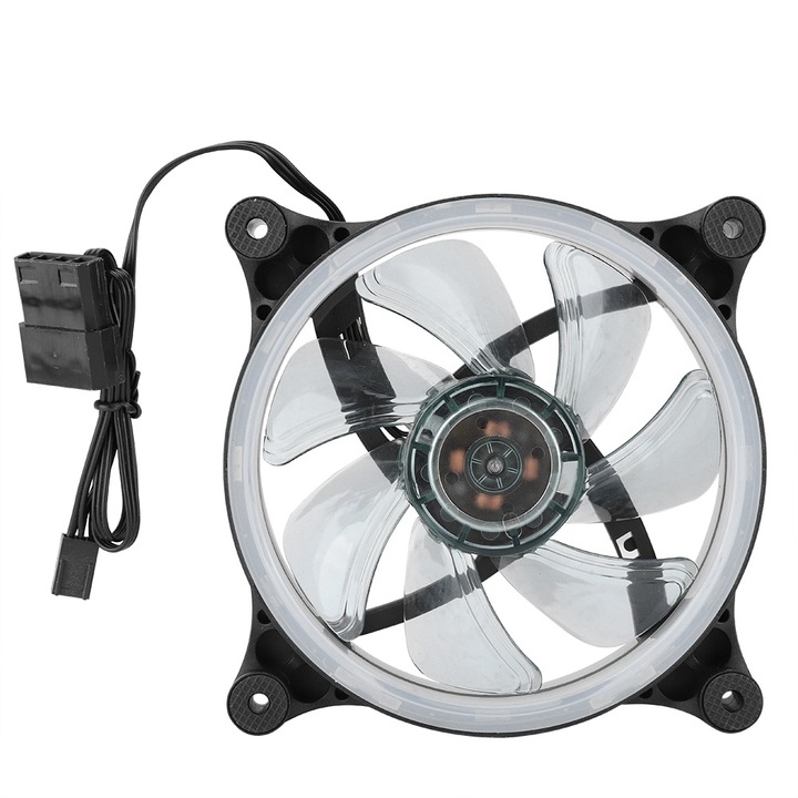 Jormftte RS-15 120mm LED Dual-Halo Eclipse PC ventilátor, fehér, csavarkészlet