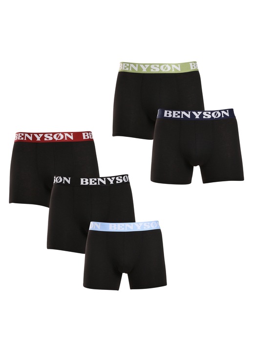 Set 5 perechi boxeri barbati 4003, Benyson, Sintetic, Negru