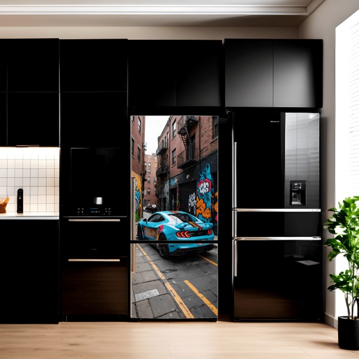 Autocolant pentru frigider, Comando Home Craft, Autoadeziv, Rezistent la Umiditate, Schimbari de Temperatura, Autoadeziv, Model Mustang