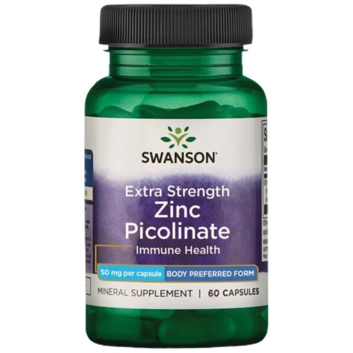 Хранителна добавка SWANSON Extra Strength Zinc Picolinate 50 mg, 60 капсули
