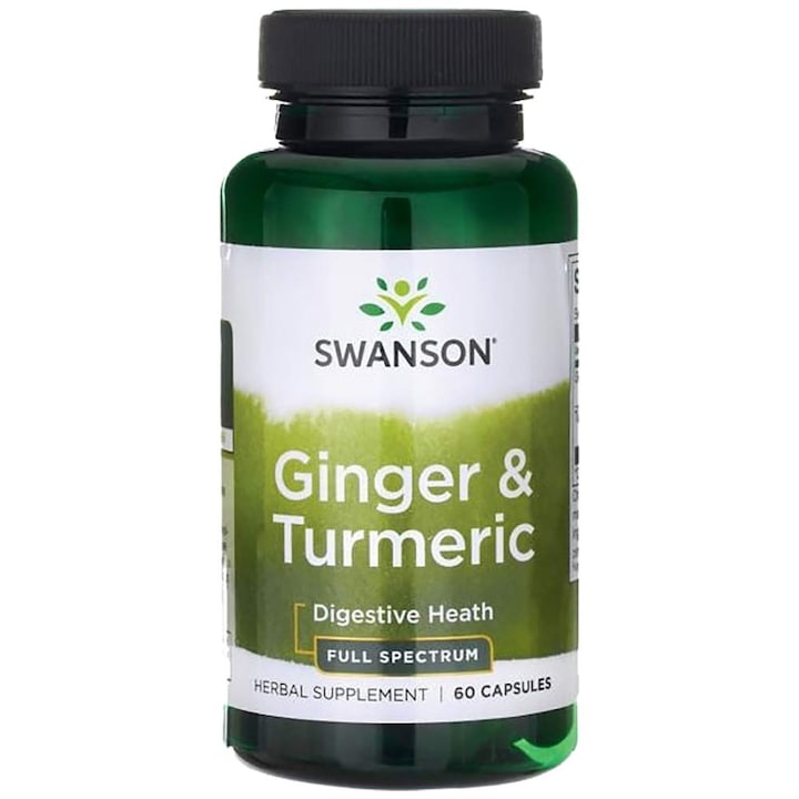 Хранителна добавка SWANSON Full Spectrum Ginger and Turmeric, 60 капсули