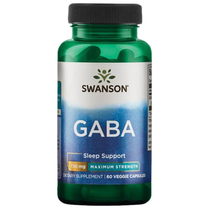 Étrend-kiegészítő SWANSON GABA 750 mg / Maximum Strength, 60 kapszula