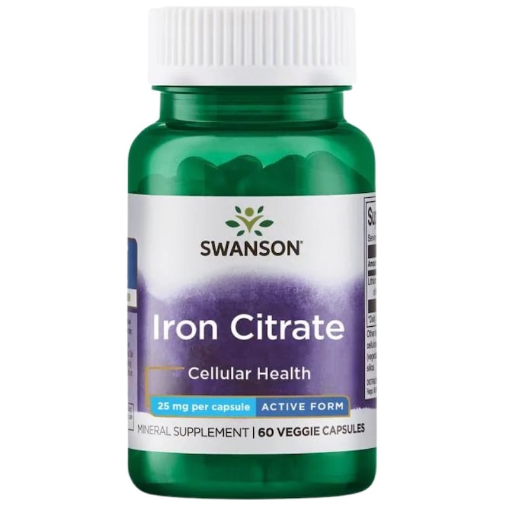 Étrend-kiegészítő SWANSON Vas-citrát 25 mg, 60 kapszula
