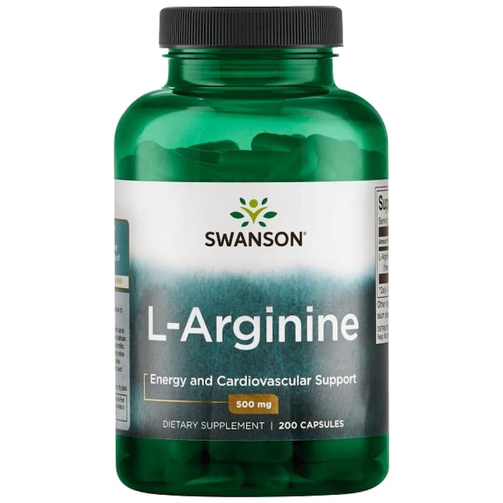 Хранителна добавка SWANSON L-Arginine 500 mg, 200 капсули